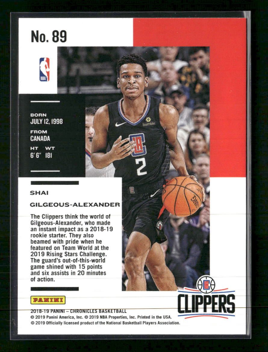 2018-19 Panini Chronicles Pink Shai Gilgeous-Alexander RC #89