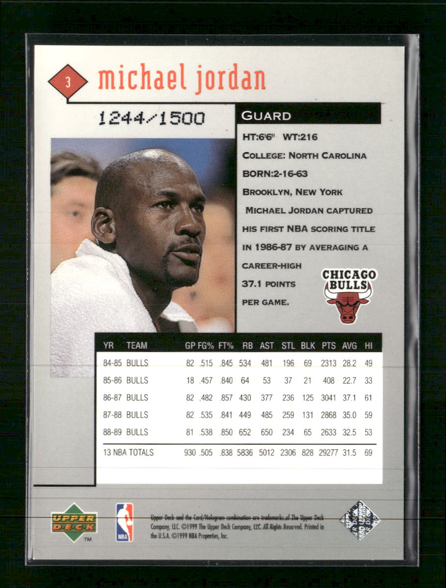 1998-99 Upper Deck Black Diamond Triple Diamond Michael Jordan #/1500 #3