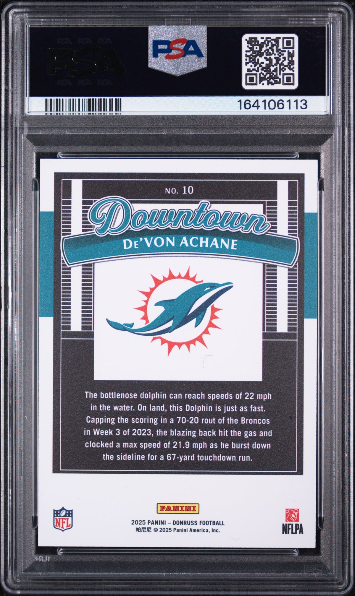 2025 Panini Donruss Downtown De'Von Achane 10 PSA #10