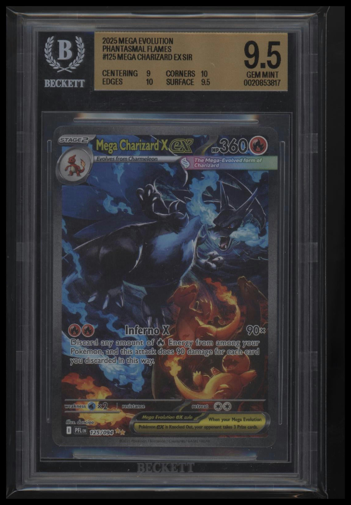 Phantasmal Flames Mega Charizard X ex 9.5 Beckett #125/094