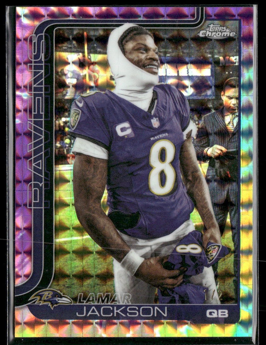 2025 Topps Chrome Variation Tie Dye Geometric Refractor Lamar Jackson #24