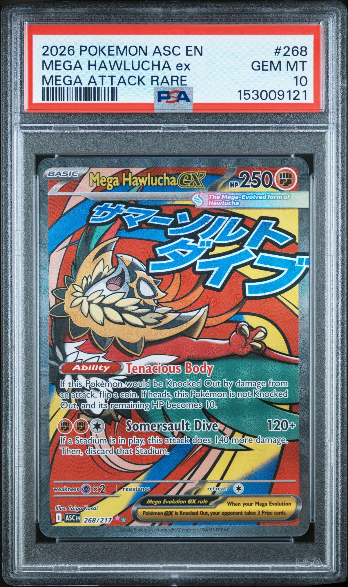 2026 Pokemon Ascended Heroes Mega Attack Rare Mega Hawlucha Ex 10 PSA #268