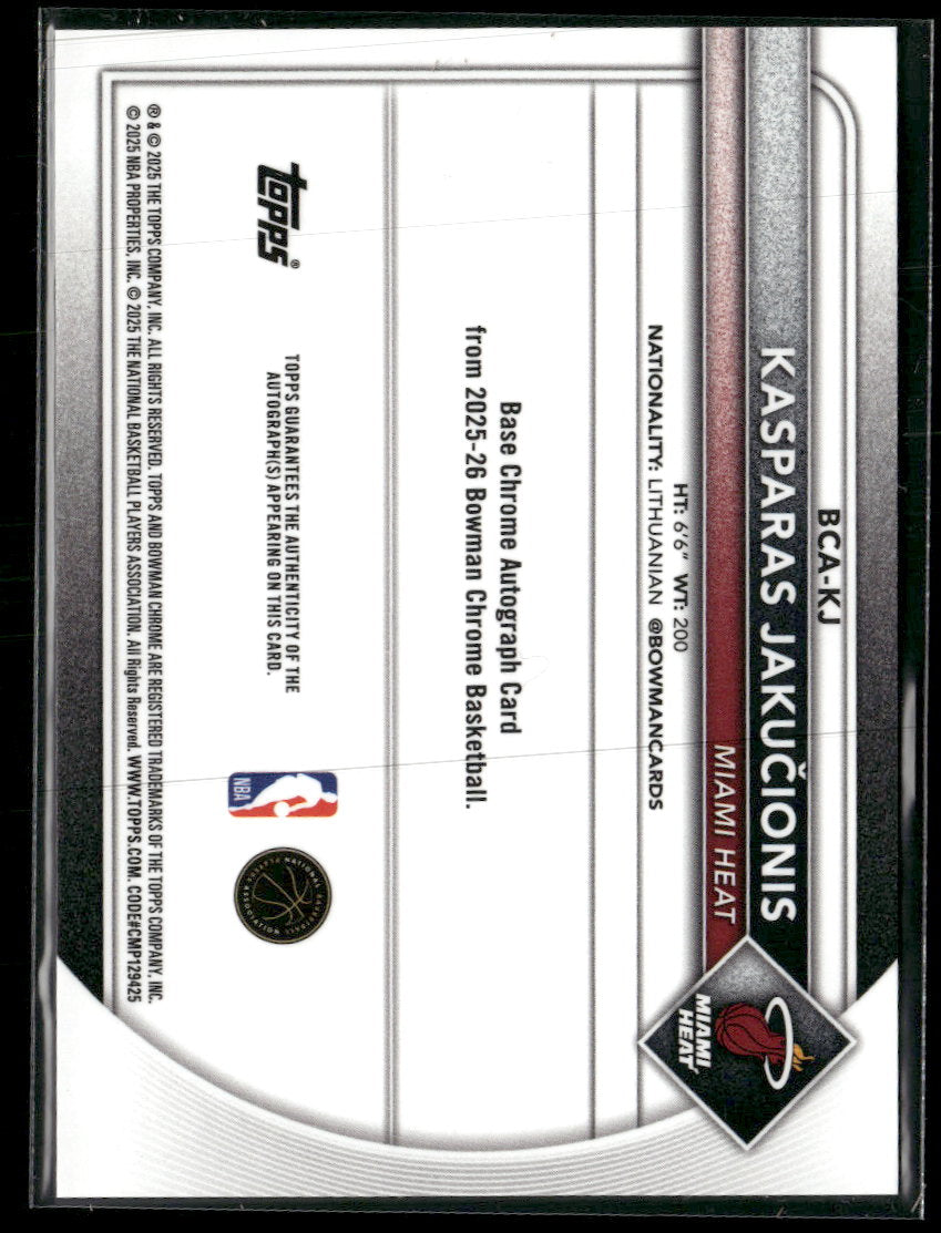 2025-26 Bowman Chrome Auto Mojo Kasparas Jakučionis AU #BCA-KJ