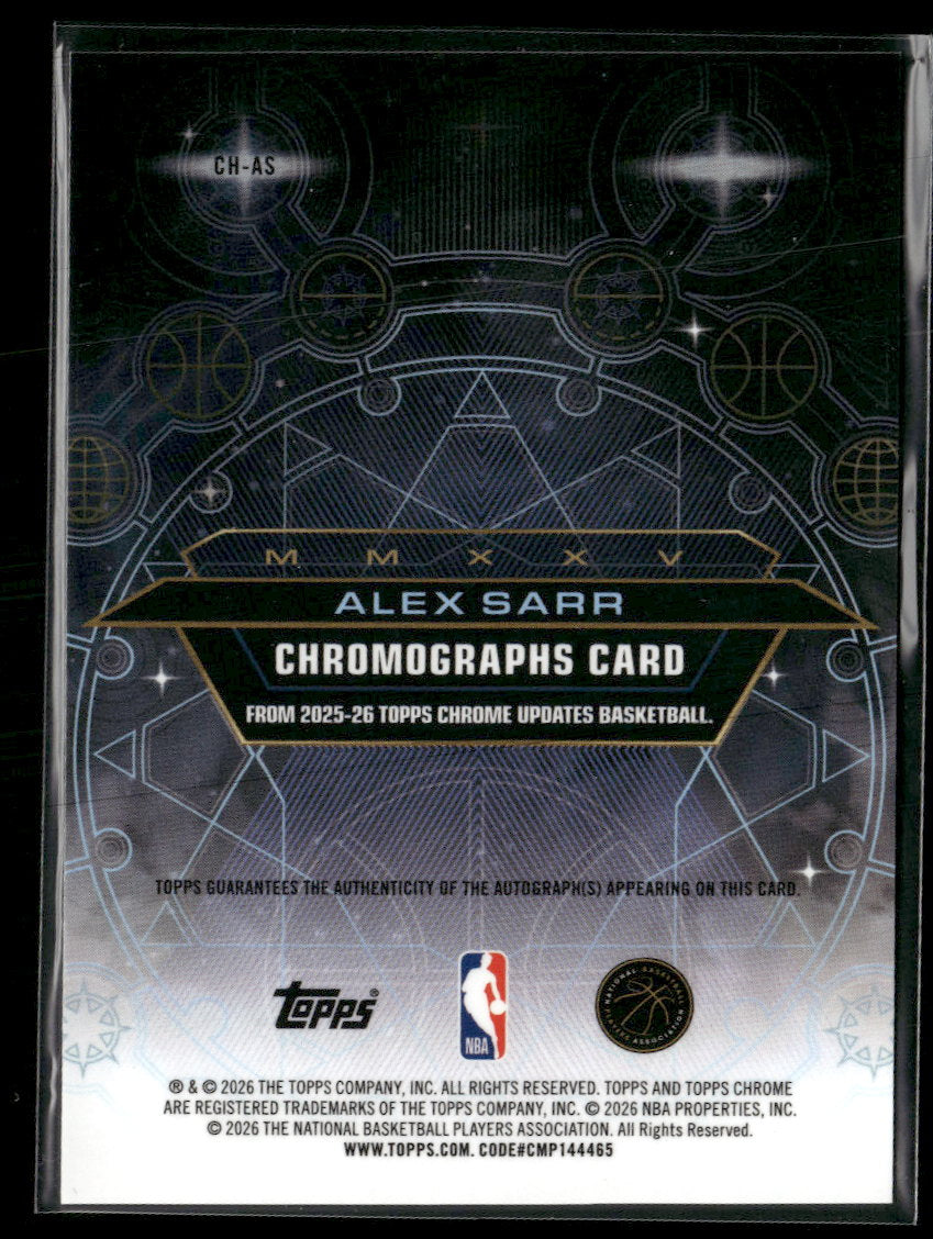2025-26 Topps Chrome Update Chromographs Alex Sarr AU #CH-AS