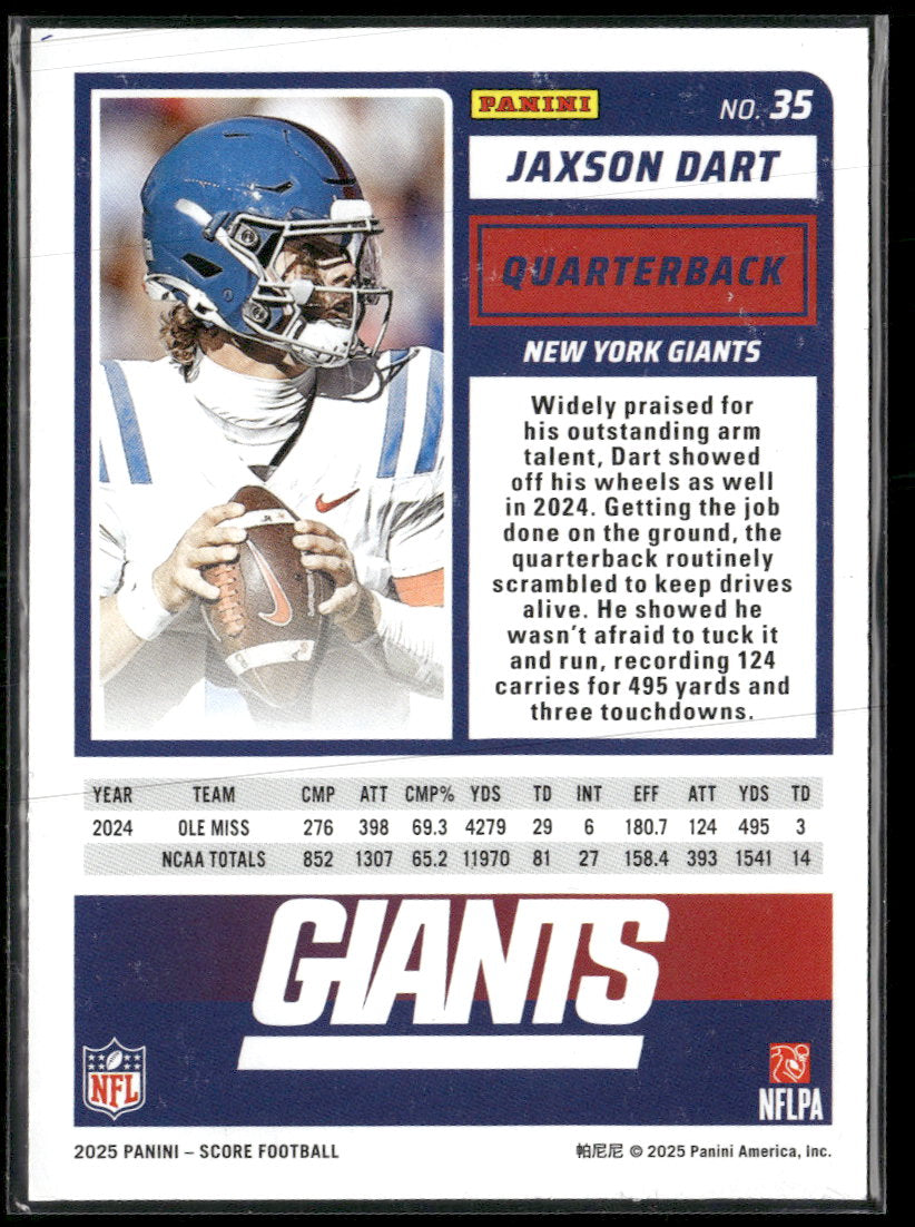 2025 Score Cubic Jaxson Dart RC #/185 #35