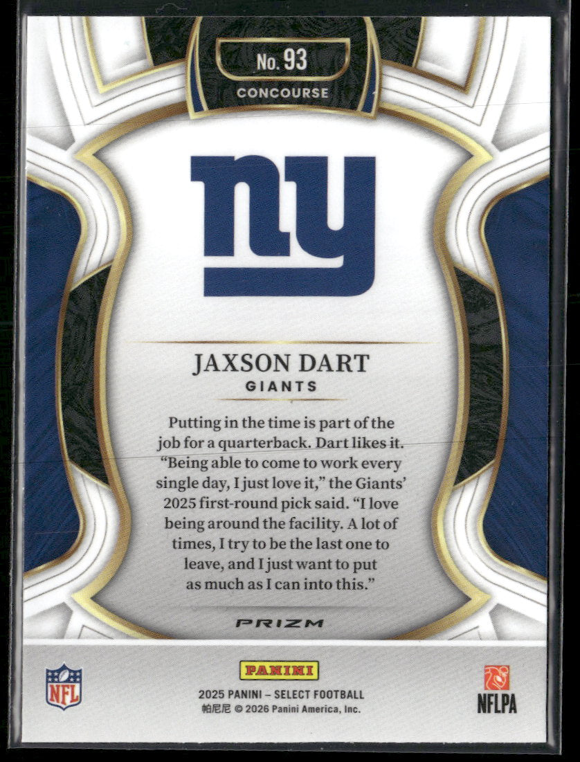2025 Panini Select Pink Prizm Shock Jaxson Dart RC #93