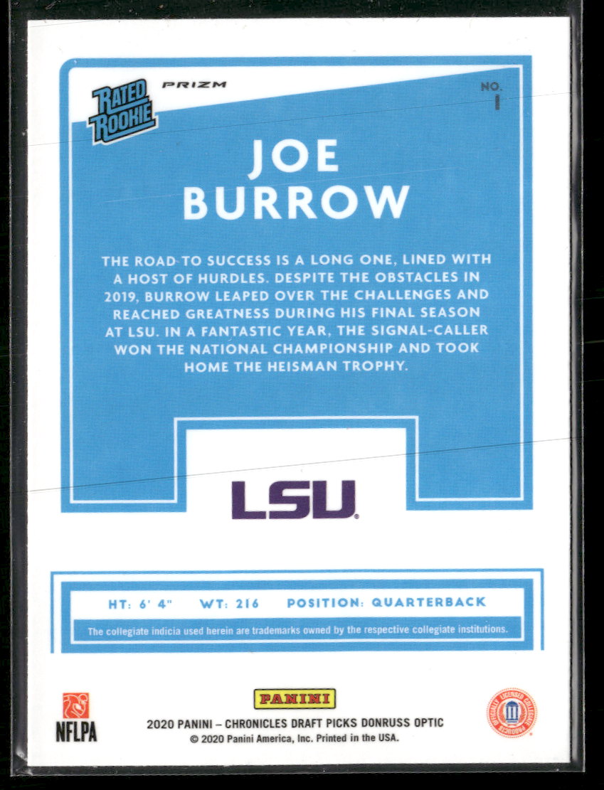 2020 Panini Chronicles Donruss Optic Rated Rookies Draft Picks Red Joe Burrow #1