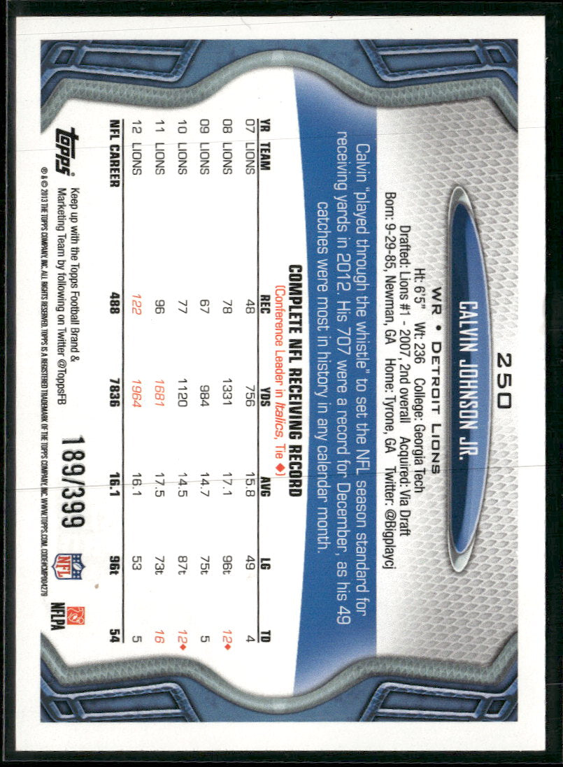 2013 Topps Camo Calvin Johnson #/399 #250