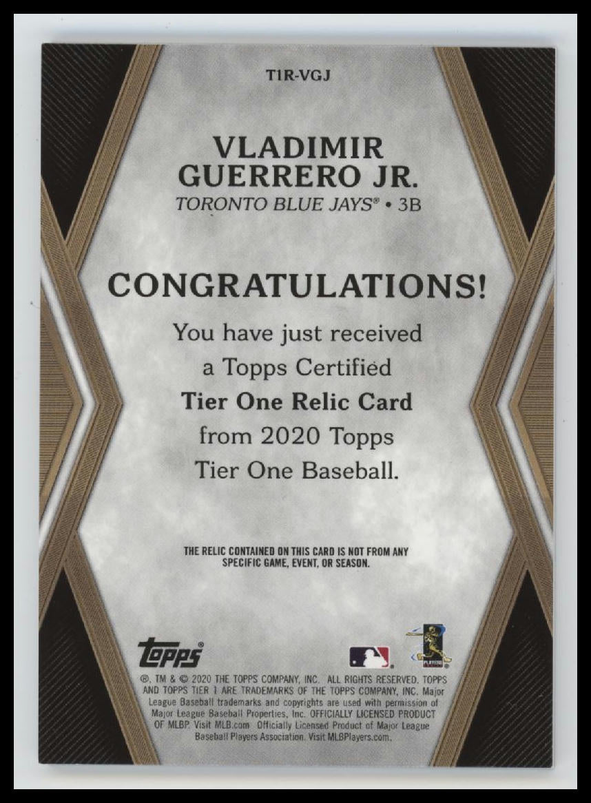 2020 Topps Tier One - Tier One Relics Vladimir Guerrero Jr. #/395 #T1R-VGJ