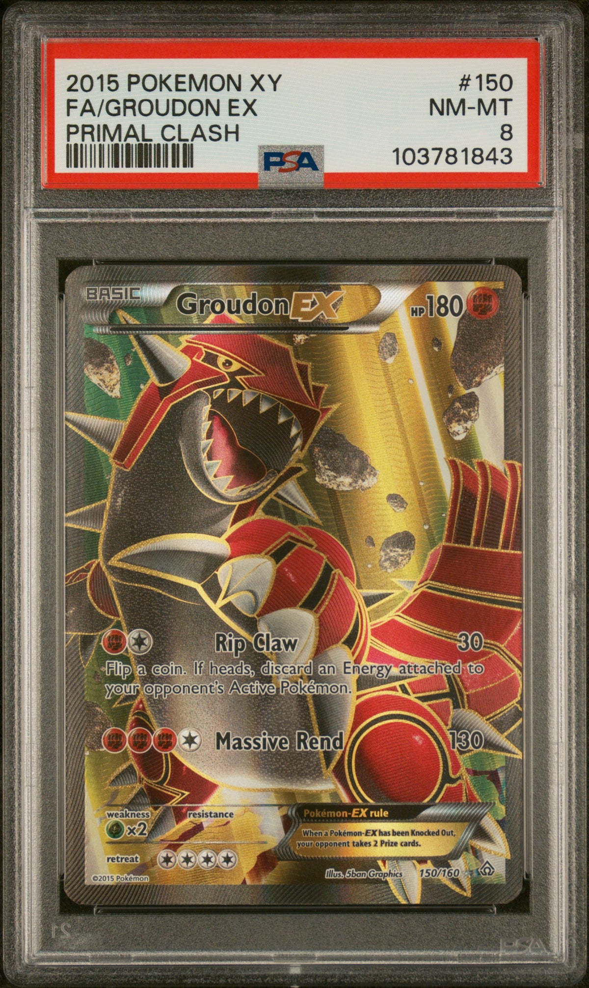 2015 Pokemon Xy Primal Clash Fa/Groudon Ex 8 PSA #150