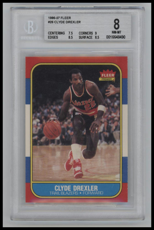 1986-87 Fleer Clyde Drexler RC 8 BGS #26