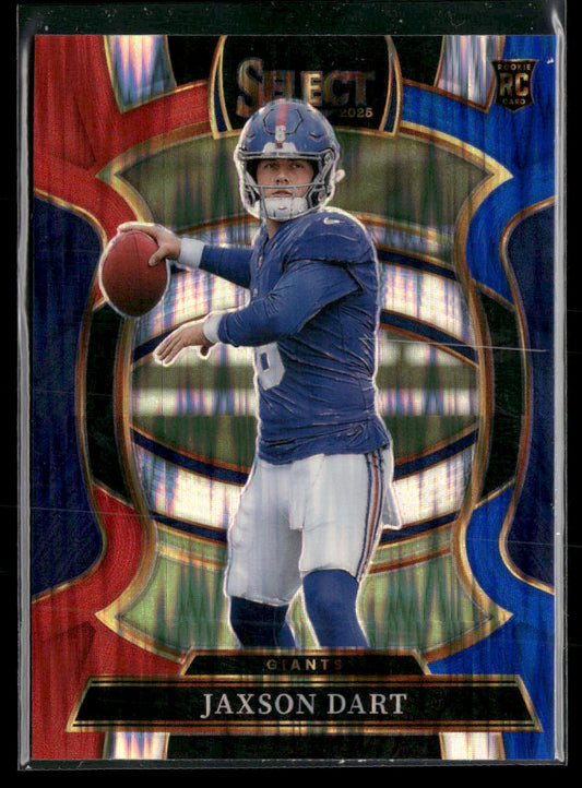 2025 Panini Select Red and Blue Prizm Shock Jaxson Dart RC #93