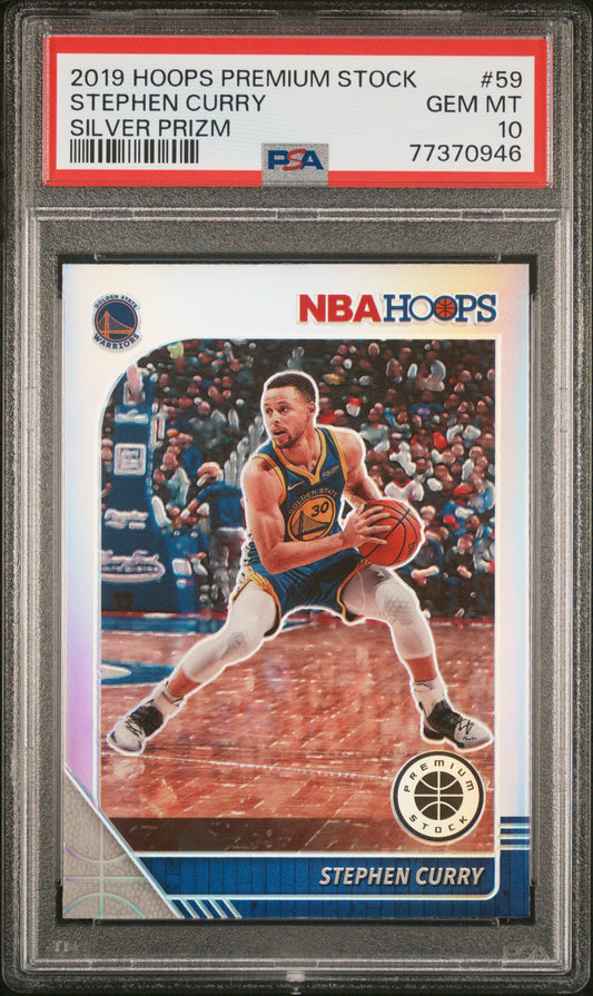 2019 Panini Hoops Premium Stock Silver Prizm Stephen Curry 10 PSA #59