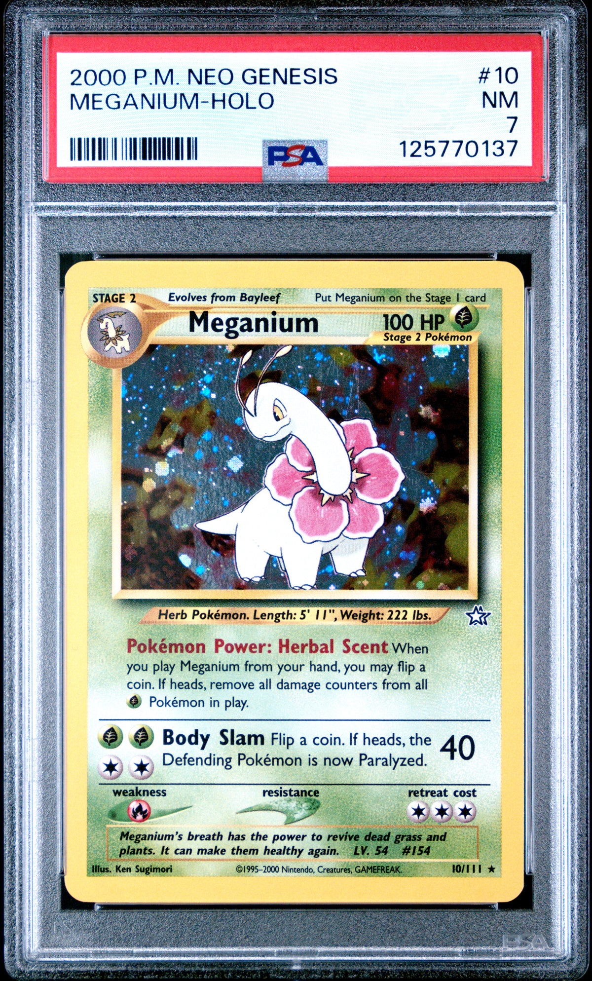 2000 Pokemon Neo Genesis Meganium-Holo 7 PSA #10