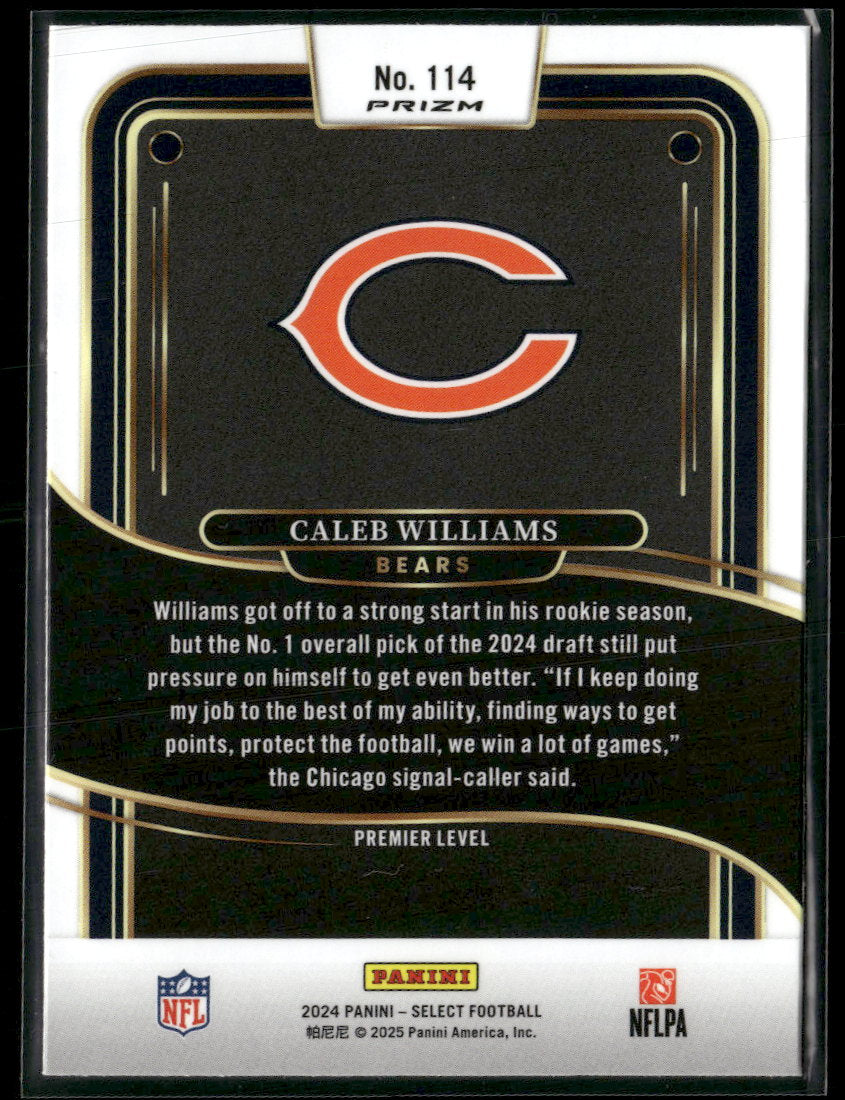 2024 Panini Select Black & Red Prizm Shock Caleb Williams RC #114