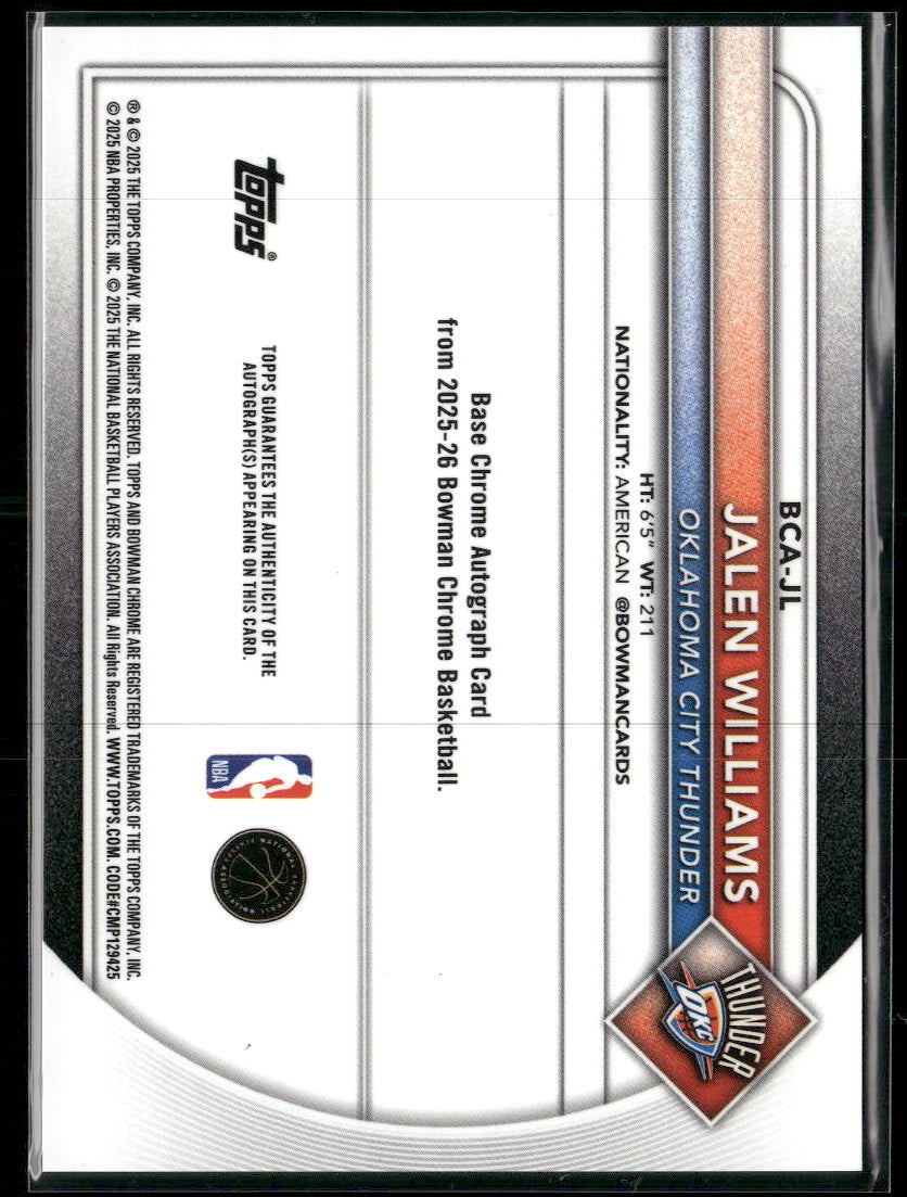 2025-26 Bowman Chrome Mojo Jalen Williams AU #BCA-JL