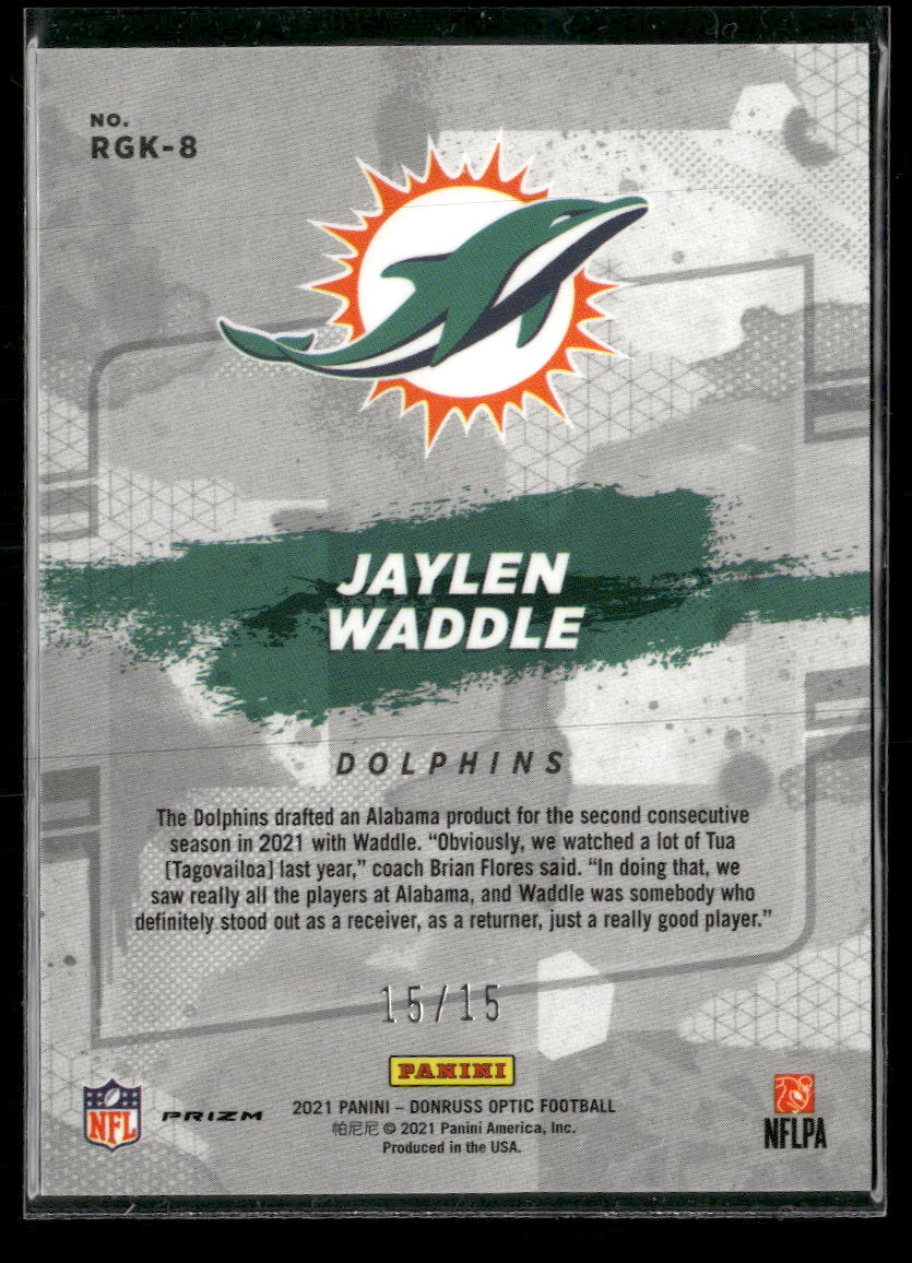 2021 Donruss Optic Rookie Gridiron Kings Ice Jaylen Waddle #/15 #RGK-8