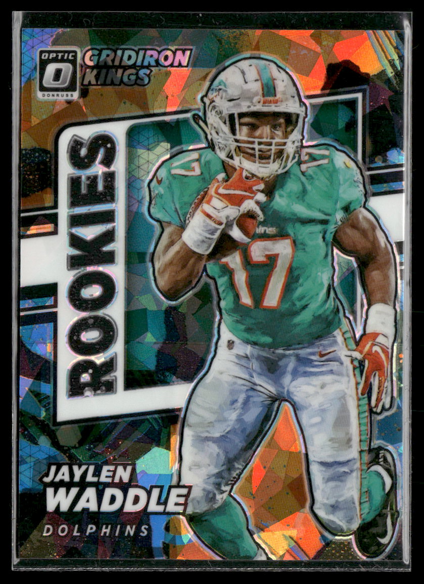 2021 Donruss Optic Rookie Gridiron Kings Ice Jaylen Waddle #/15 #RGK-8