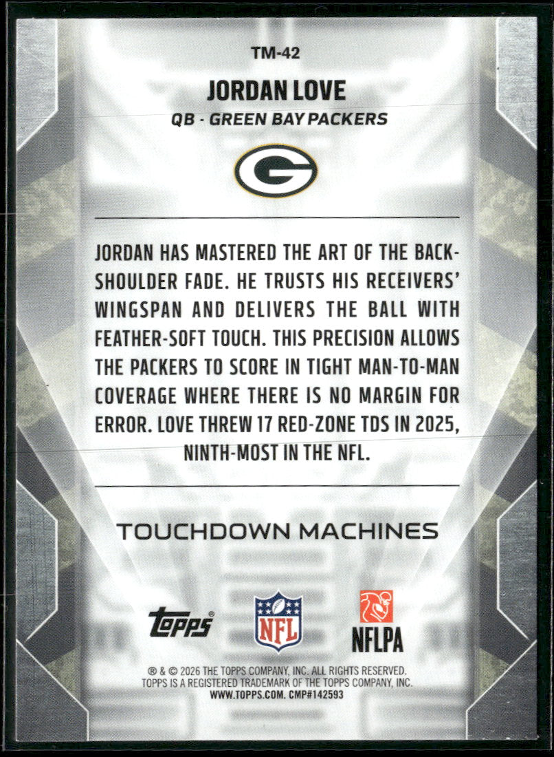 2026 Topps Flagship Touchdown Machines Jordan Love #TM-42