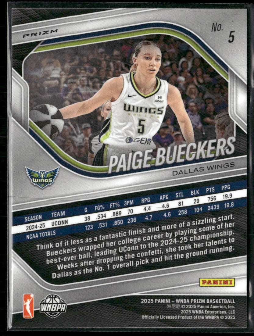 2025 Panini Prizm WNBA Silver Prizms Paige Bueckers #5