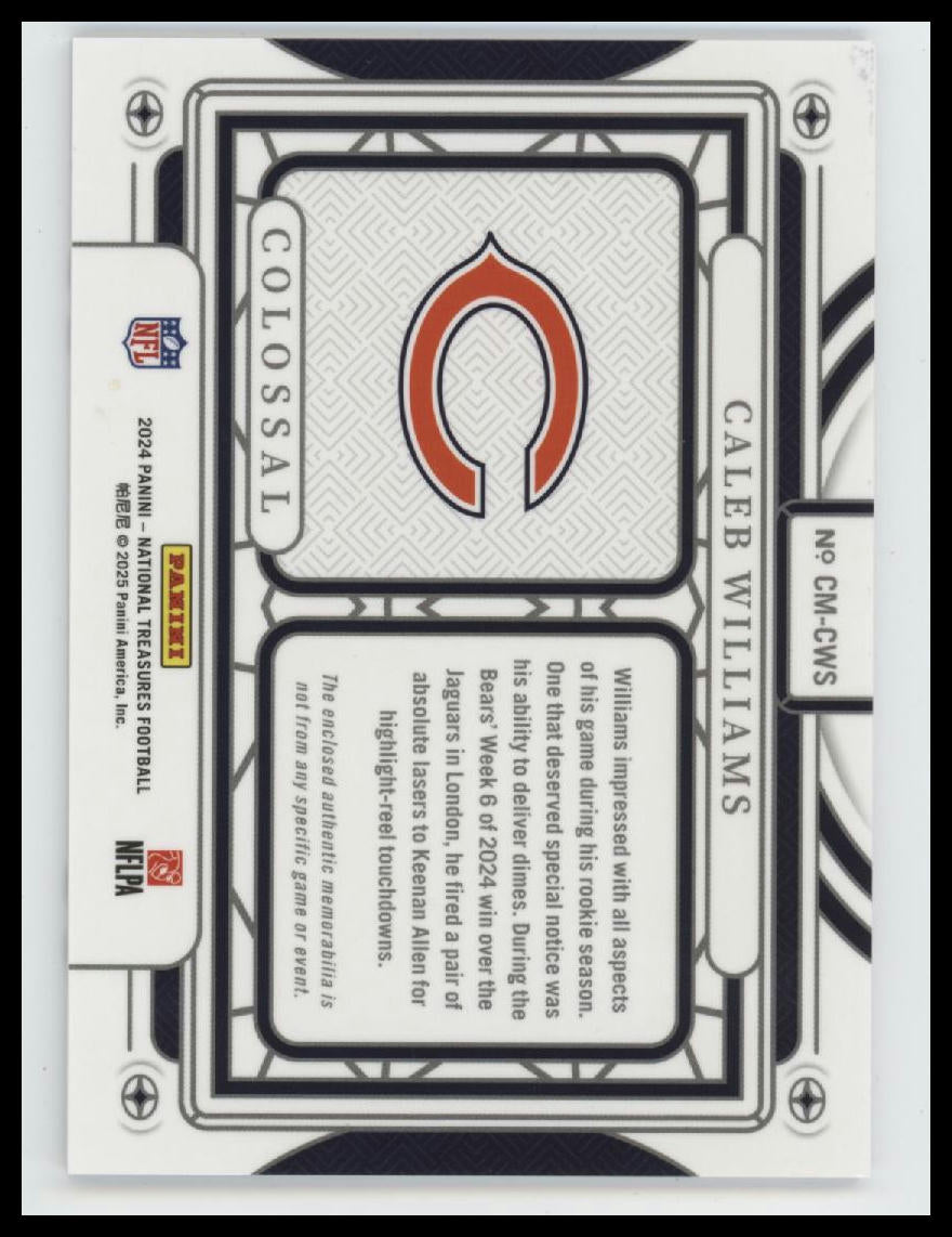 2024 Panini National Treasures Century Materials #/49 Caleb Williams #CM-CWS