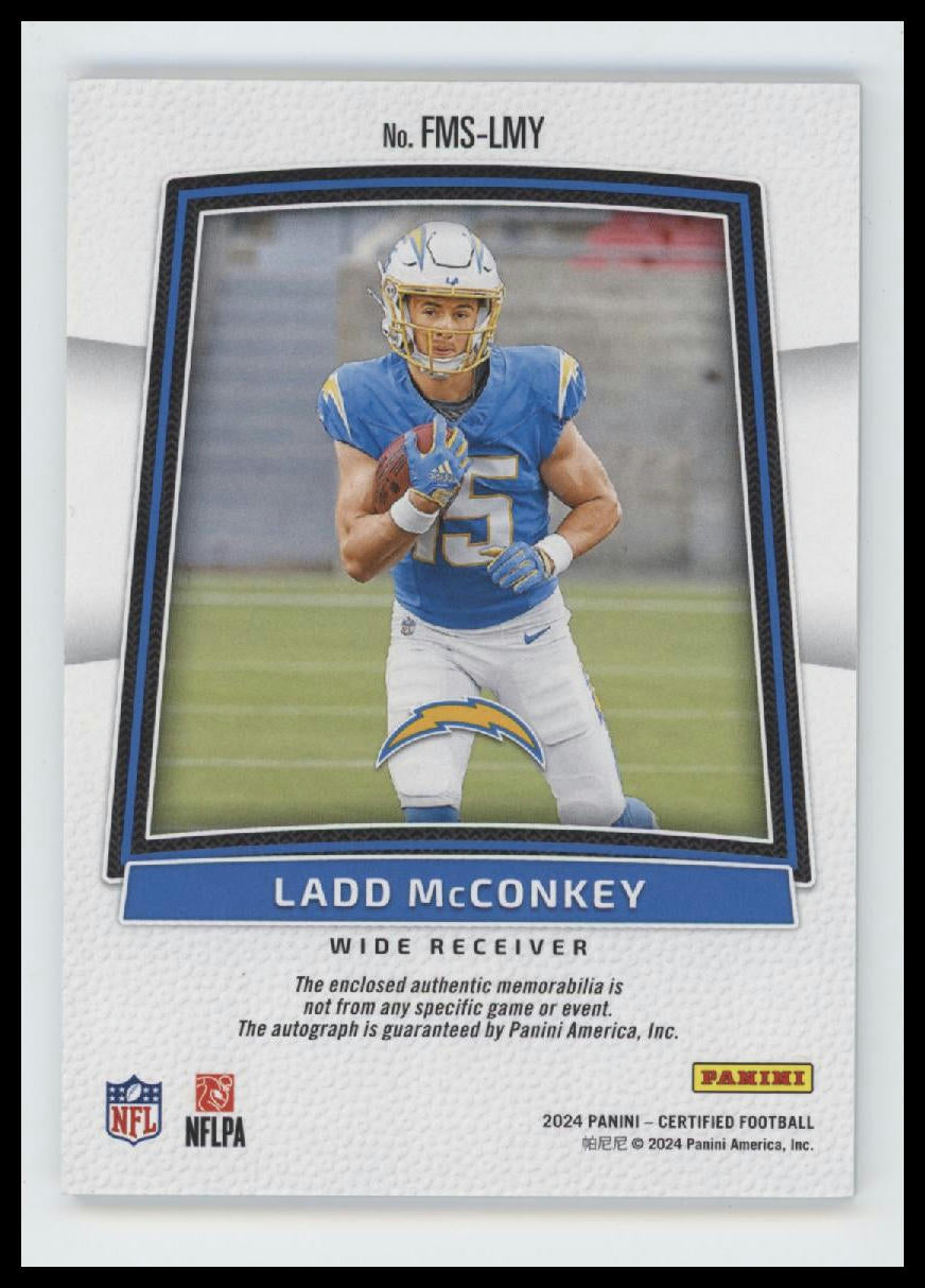 2024 Panini Certified Freshman Fabric Ladd McConkey #/399 AU #FMS-LMY