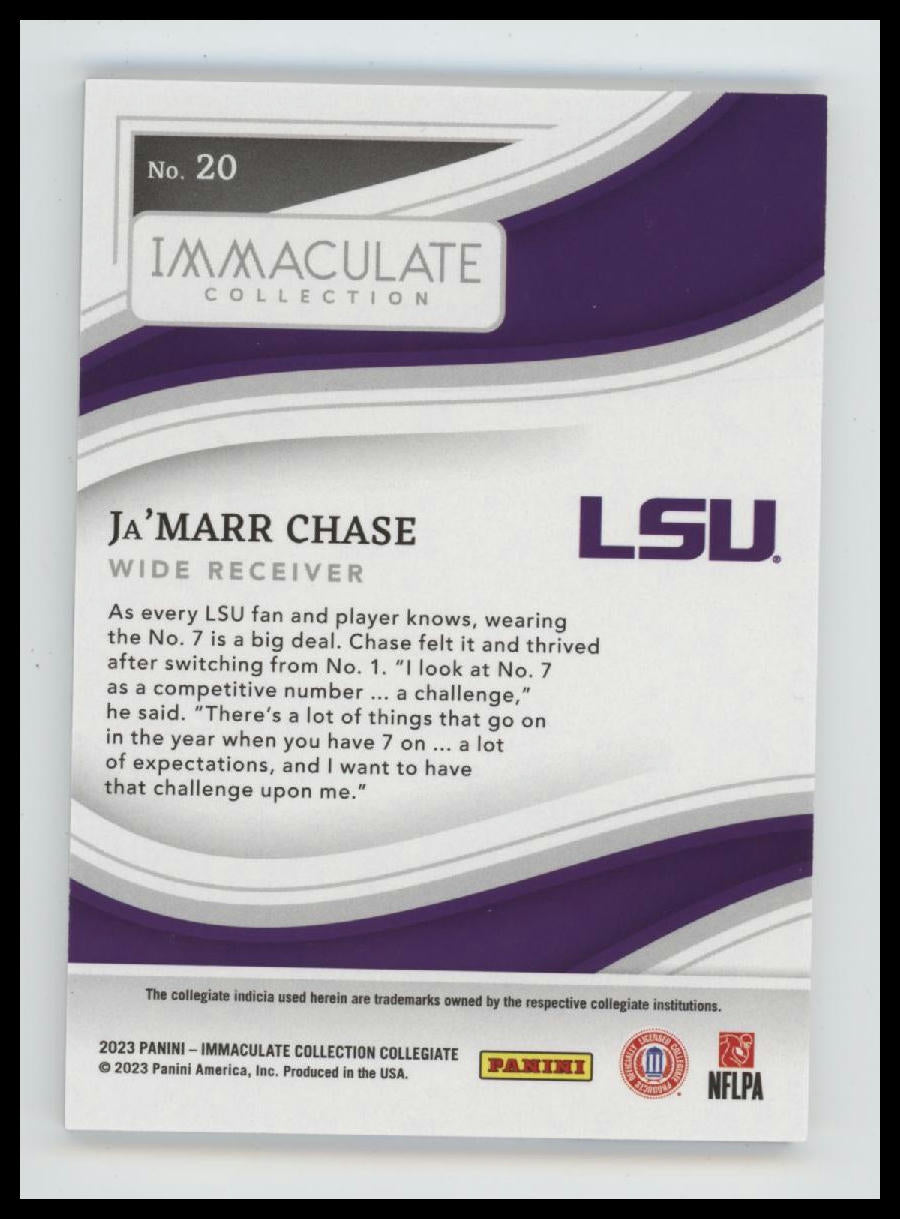 2023 Panini Immaculate Collection Collegiate Ja'Marr Chase #/99 #20