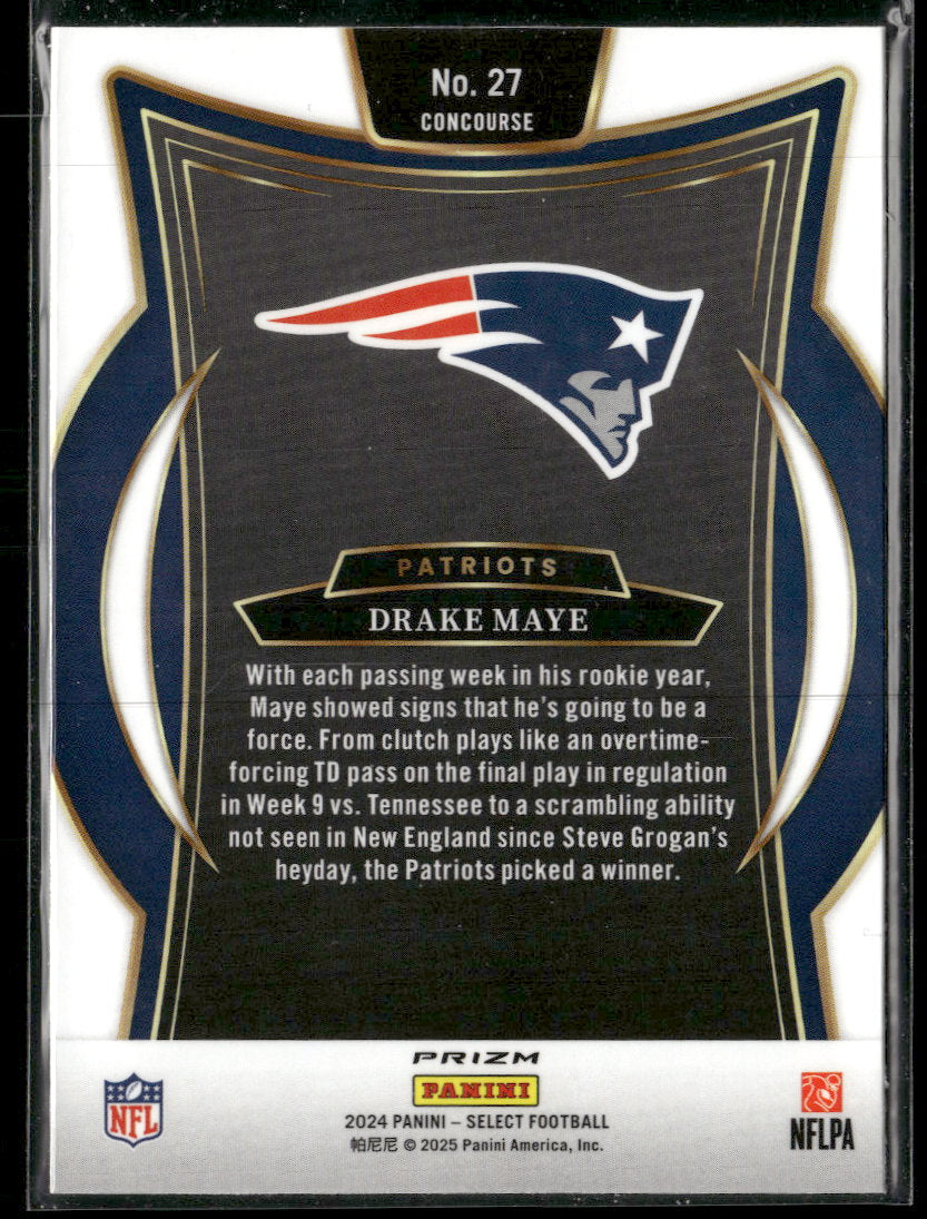 2024 Panini Select Green & Yellow Prizm Shock Drake Maye RC #27