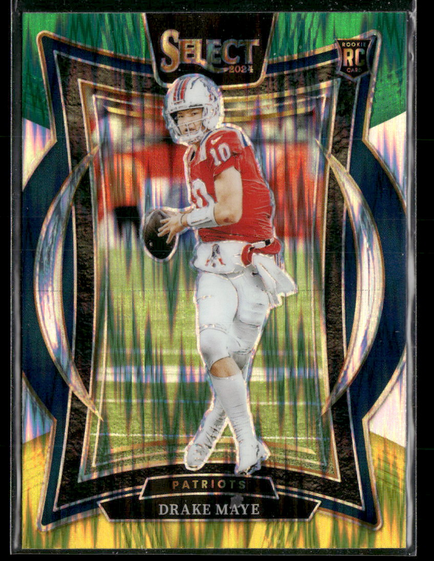 2024 Panini Select Green & Yellow Prizm Shock Drake Maye RC #27