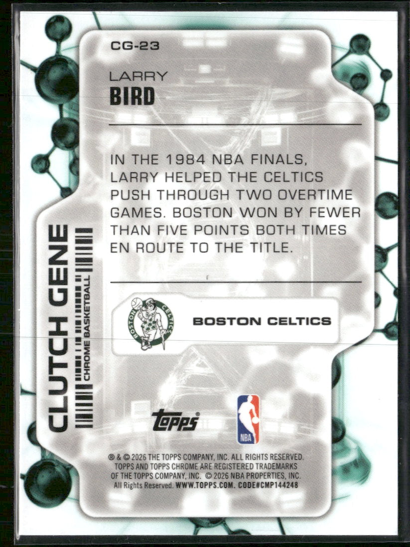 2025-26 Topps Chrome Update Clutch Gene Aqua Refractor Larry Bird #/199 #CG-23