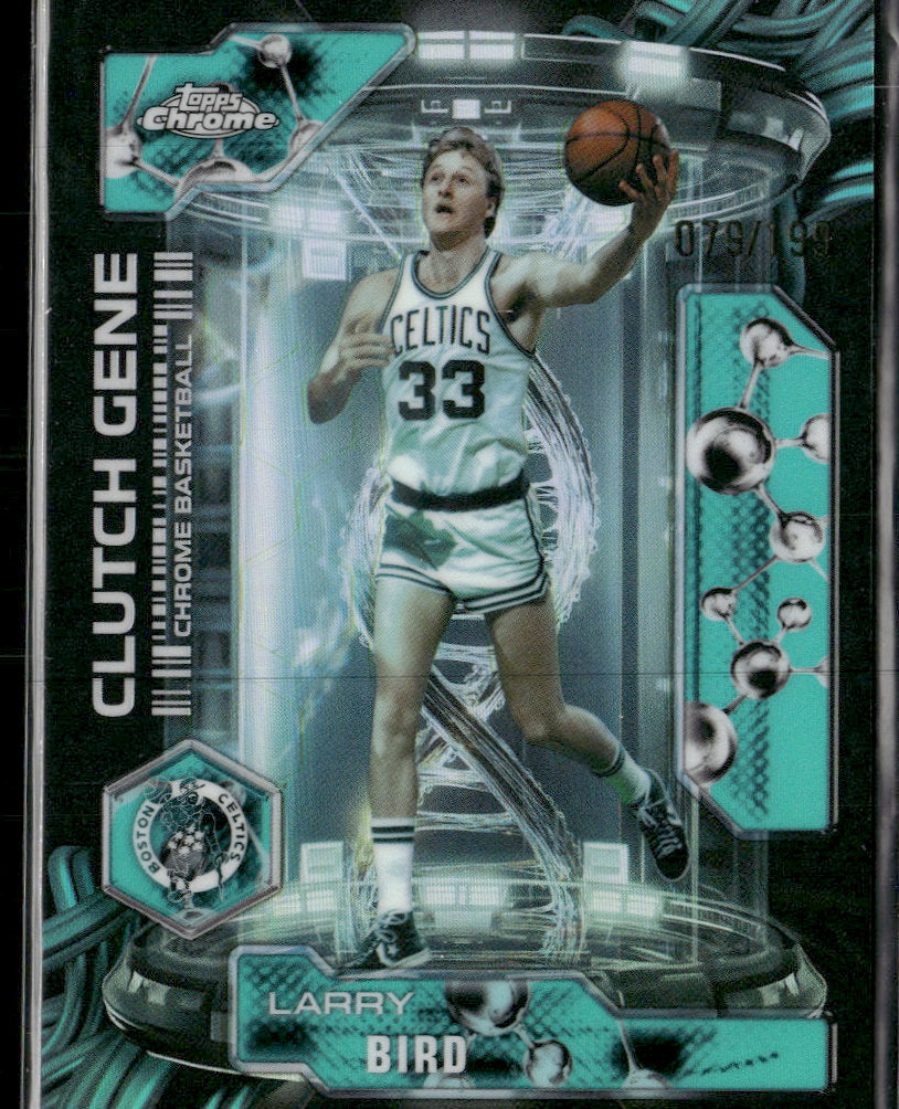 2025-26 Topps Chrome Update Clutch Gene Aqua Refractor Larry Bird #/199 #CG-23