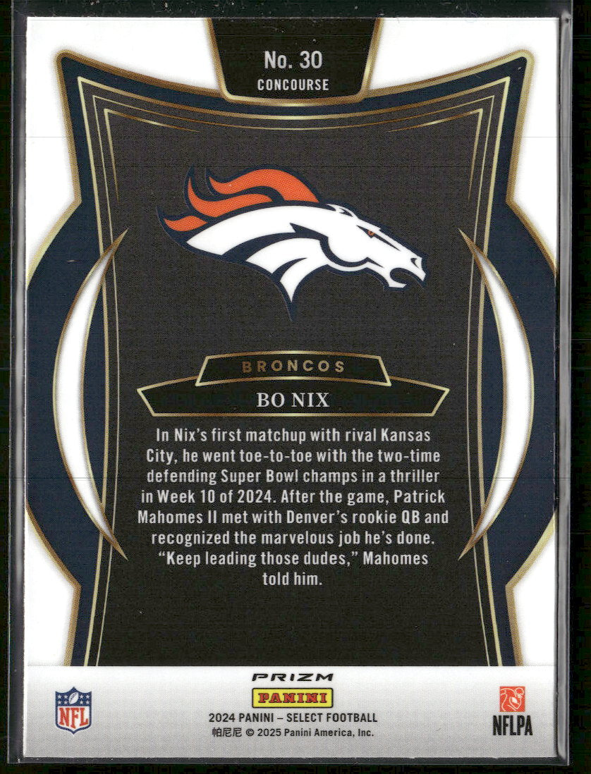 2024 Panini Select Black & Green Prizm Shock Bo Nix RC #30