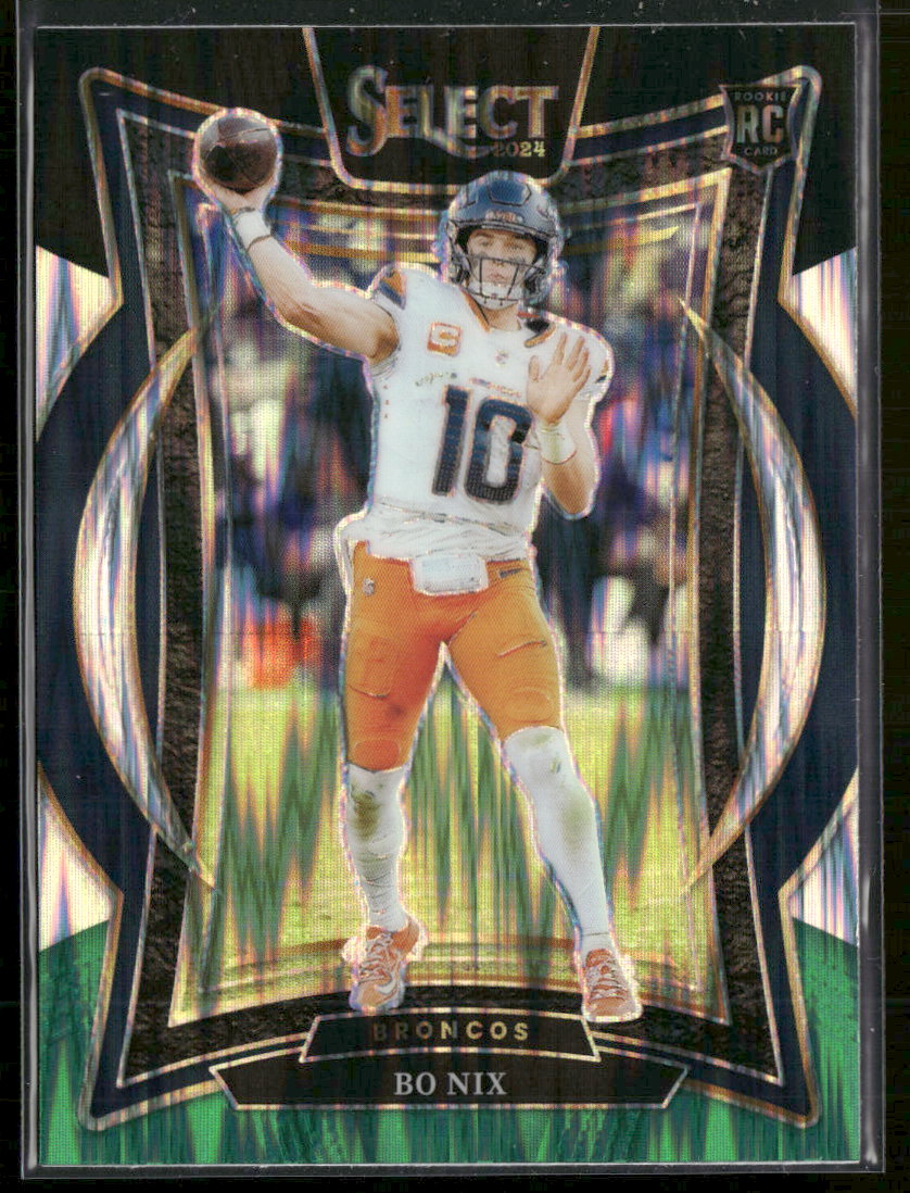 2024 Panini Select Black & Green Prizm Shock Bo Nix RC #30