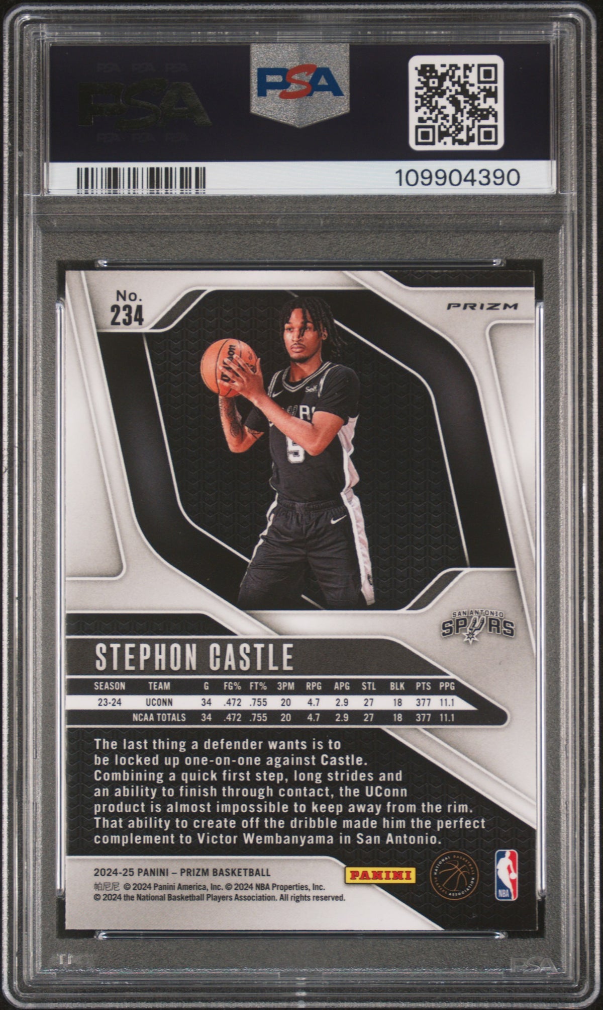 2024 Panini Prizm Silver Prizm Stephon Castle 9 PSA #234