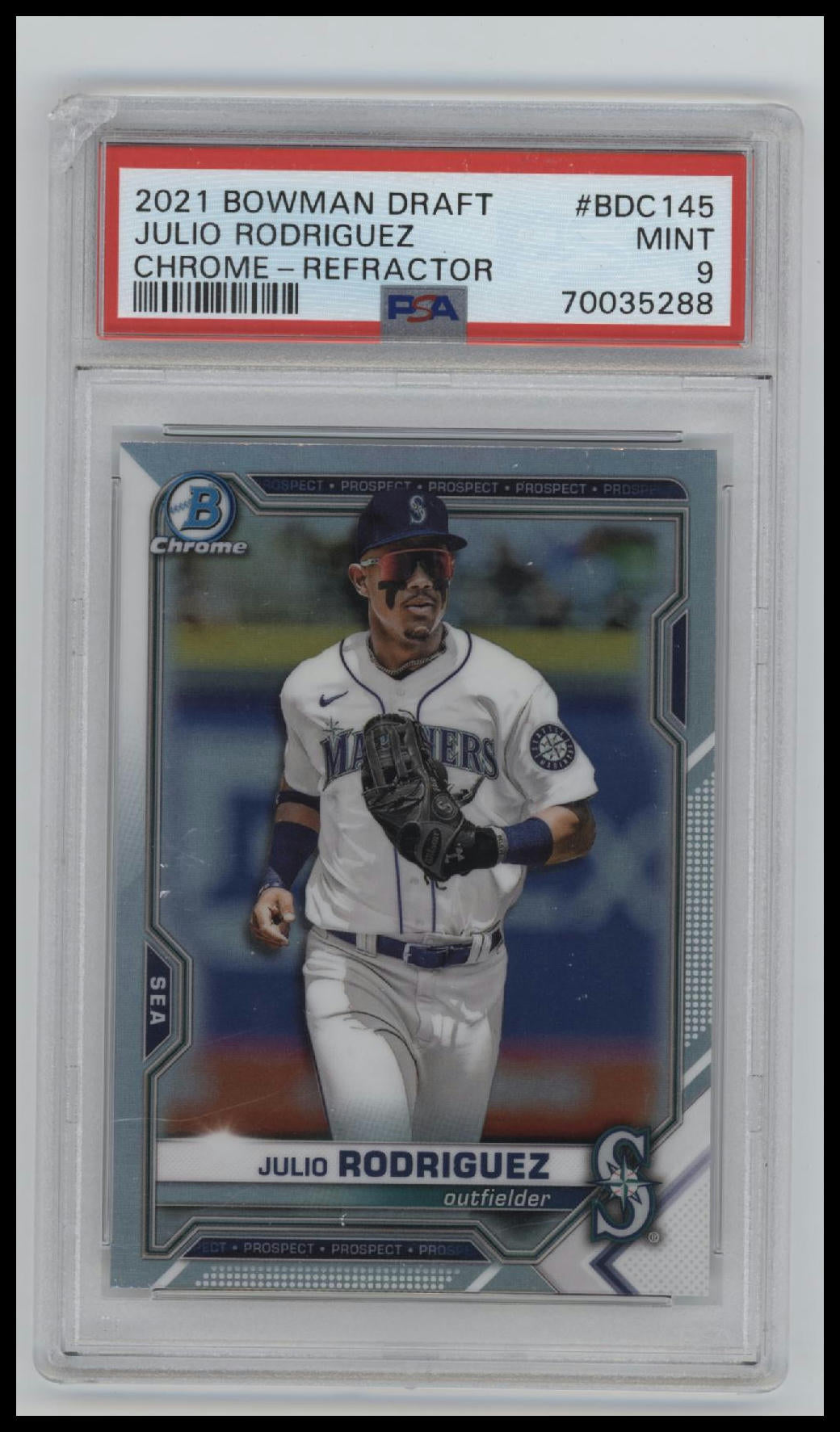 2021 Bowman Draft Chrome-Refractor Julio Rodriguez 9 PSA #BDC145