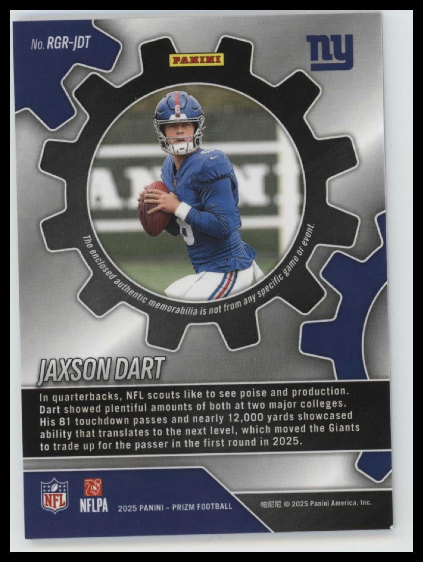 2025 Panini Prizm Rookie Gear Jaxson Dart #RGR-JDT