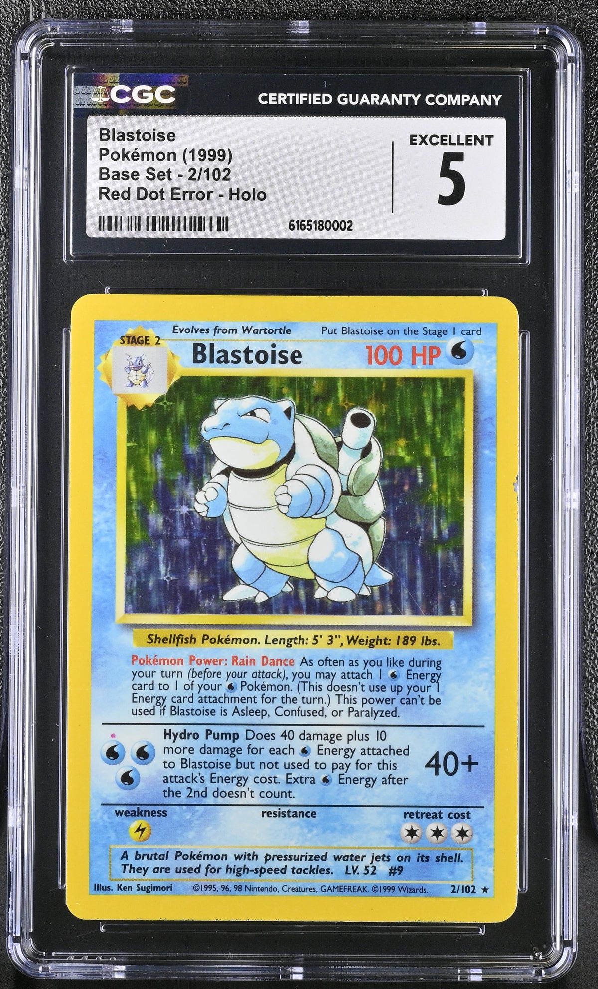 1999 Base Set Blastoise 5 CGC #2/102