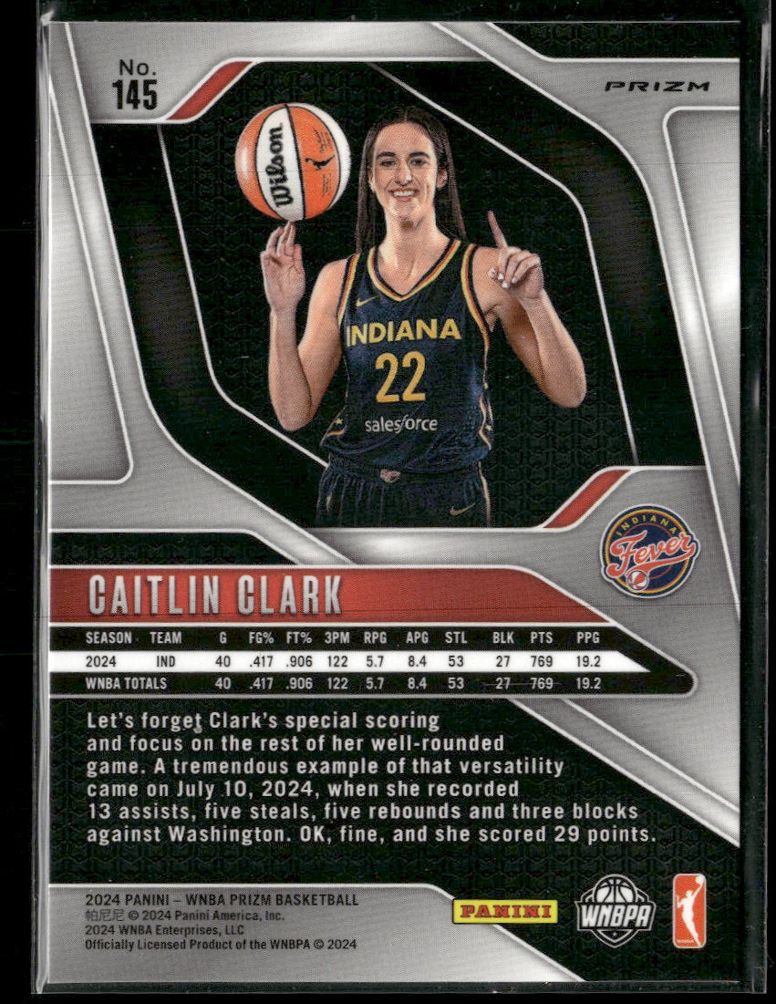 2024 Panini Prizm WNBA Ice Prizms Caitlin Clark RC #145