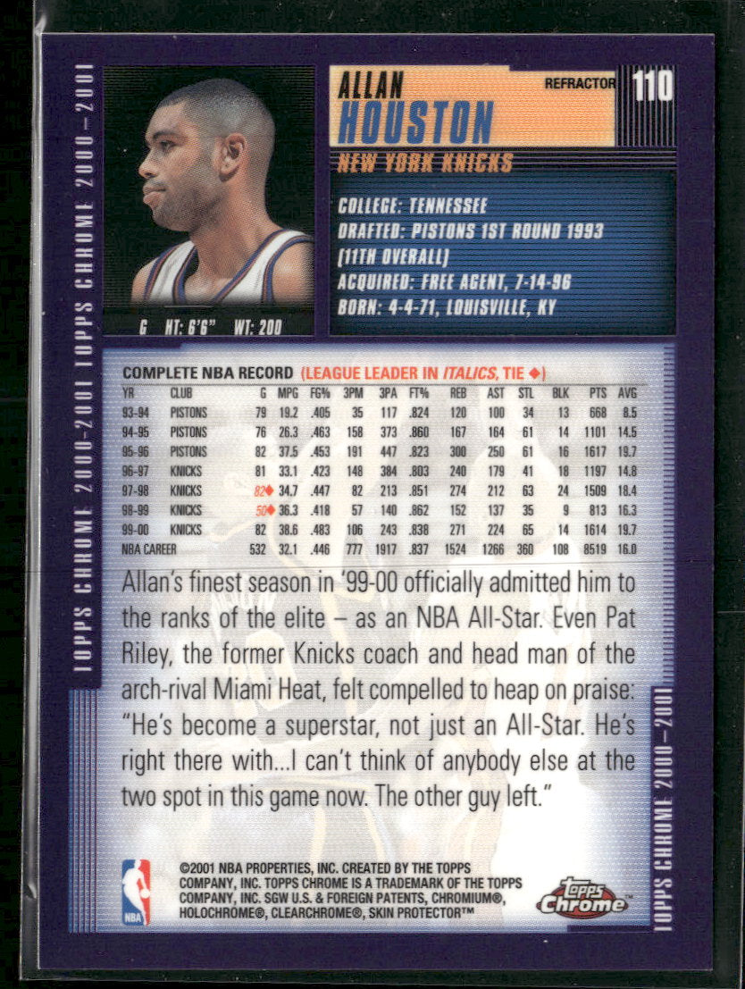 2000-01 Topps Chrome Refractors Allan Houston #110