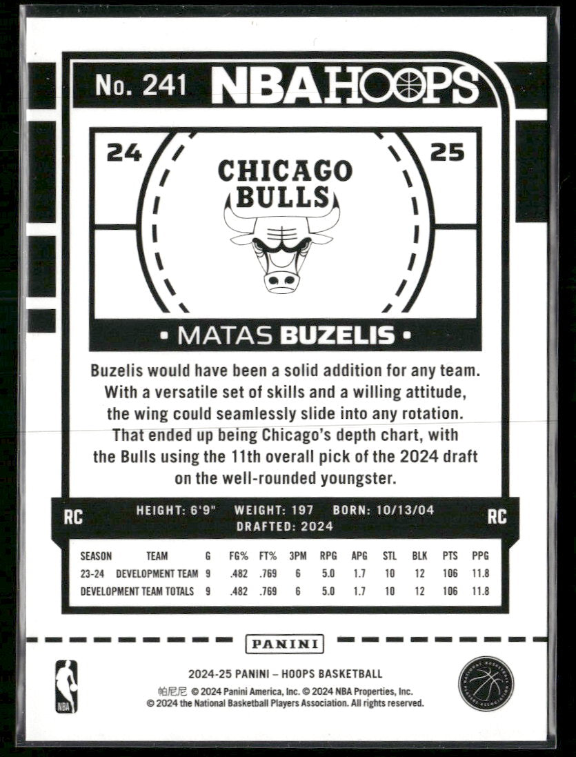 2024-25 Hoops Green Matas Buzelis RC #/99 #241