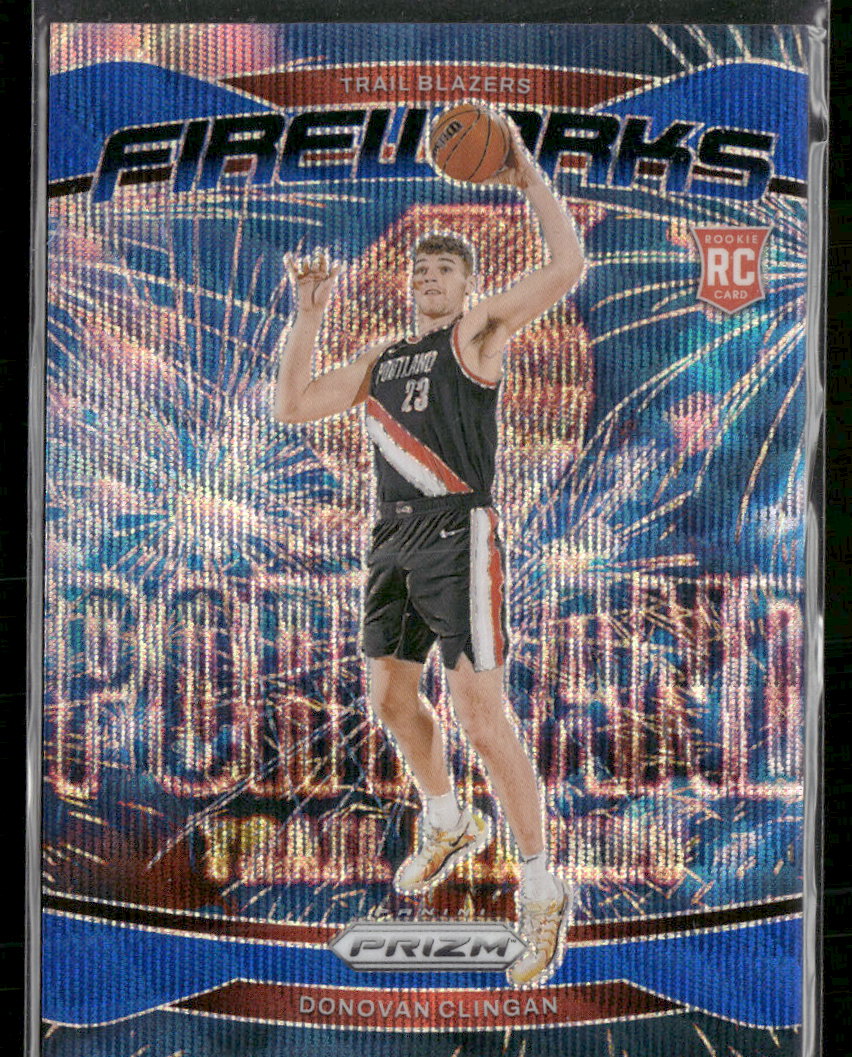 2024-25 Panini Prizm Fireworks Prizms Blue Wave Donovan Clingan #/175 #9