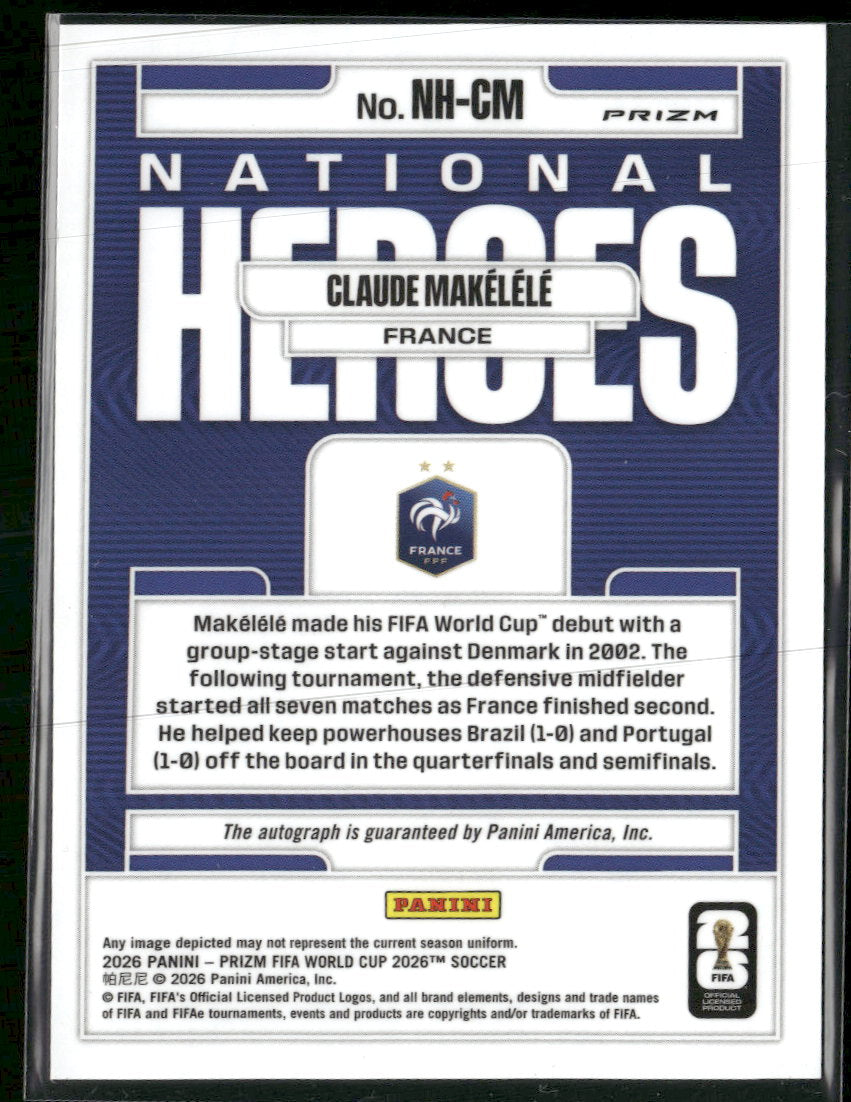 2026 Panini Prizm FIFA World Cup National Heroes Claude Makelele AU #NH-CM