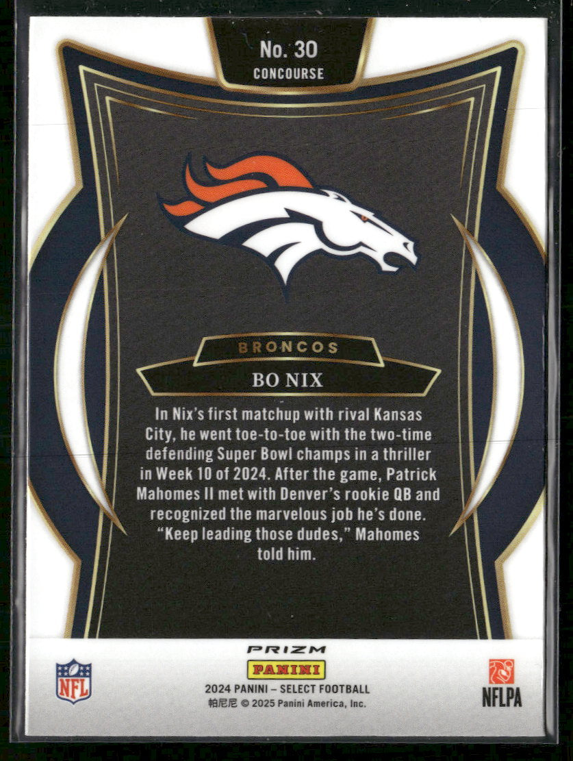 2024 Panini Select Black & Green Prizm Shock Bo Nix RC #30