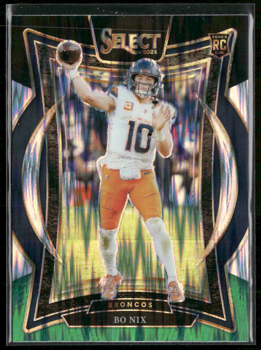 2024 Panini Select Black & Green Prizm Shock Bo Nix RC #30