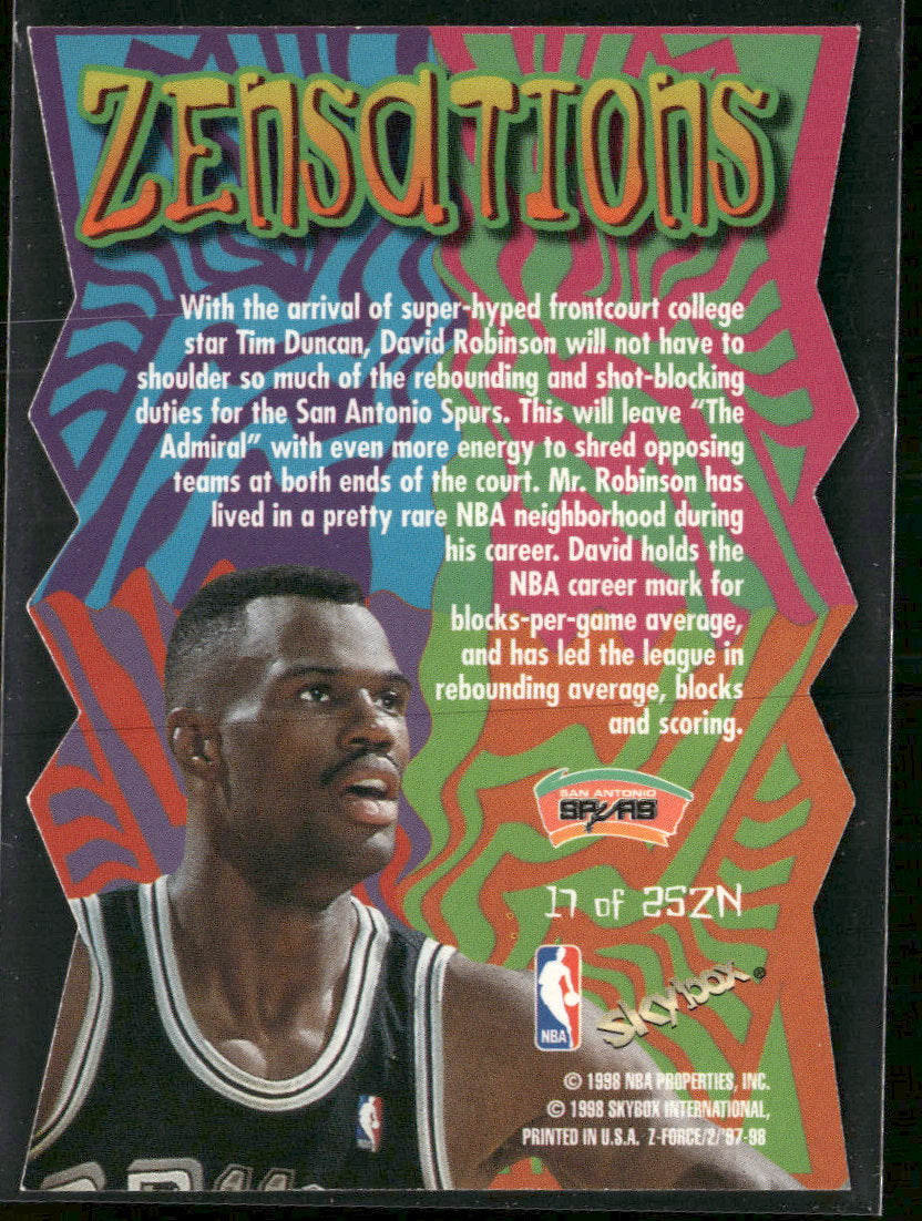 1997-98 SkyBox Z-Force Zensations David Robinson #17 ZN