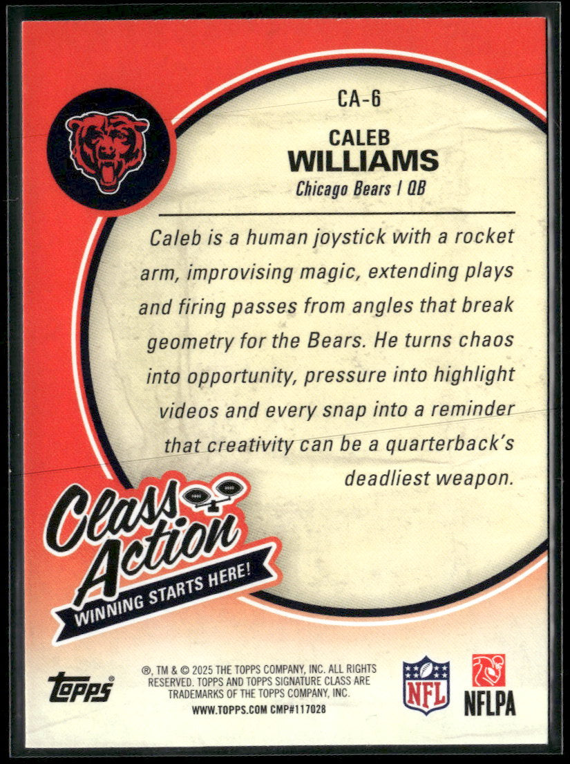2025 Topps Signature Class Class Action Coral Caleb Williams #/299 #CA-6