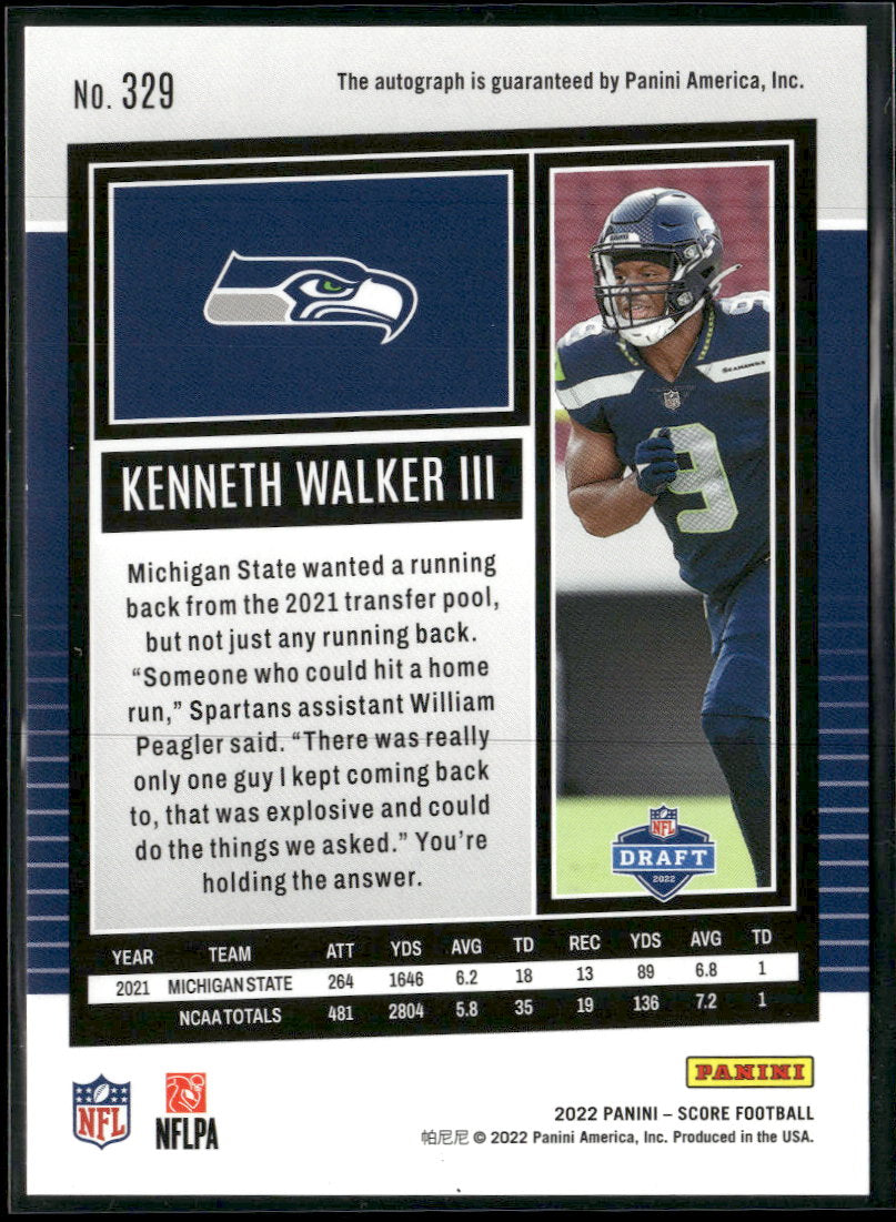 2022 Score Kenneth Walker III RC #329