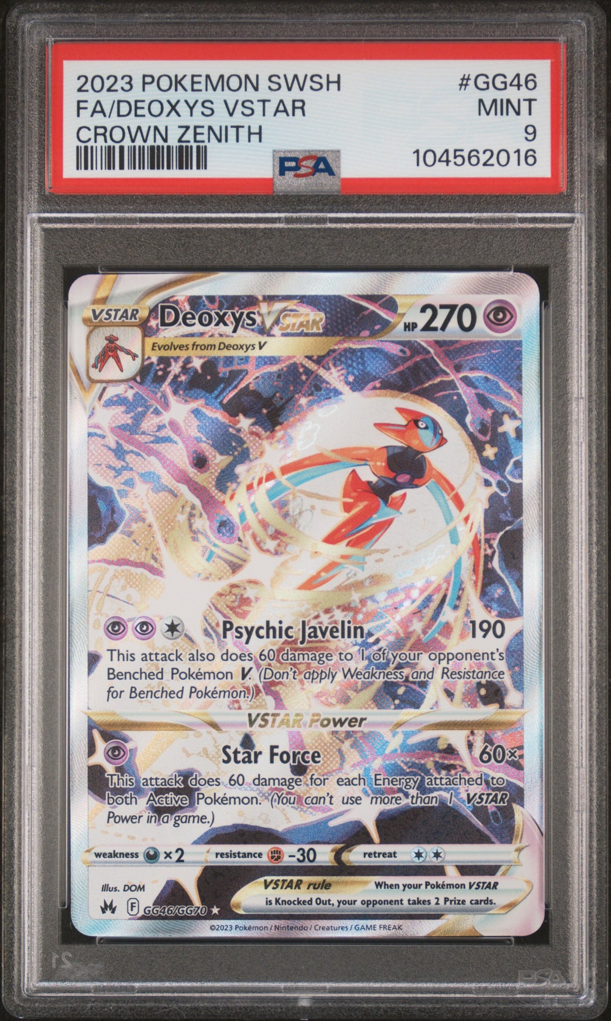 2023 Pokemon Sword And Shield Crown Zenith Fa/Deoxys Vstar 9 PSA #GG46