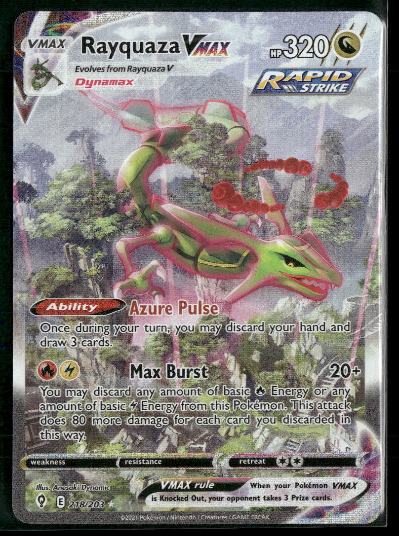 SWSH07: Evolving Skies Rayquaza VMAX (Alternate Art Secret) #218/203