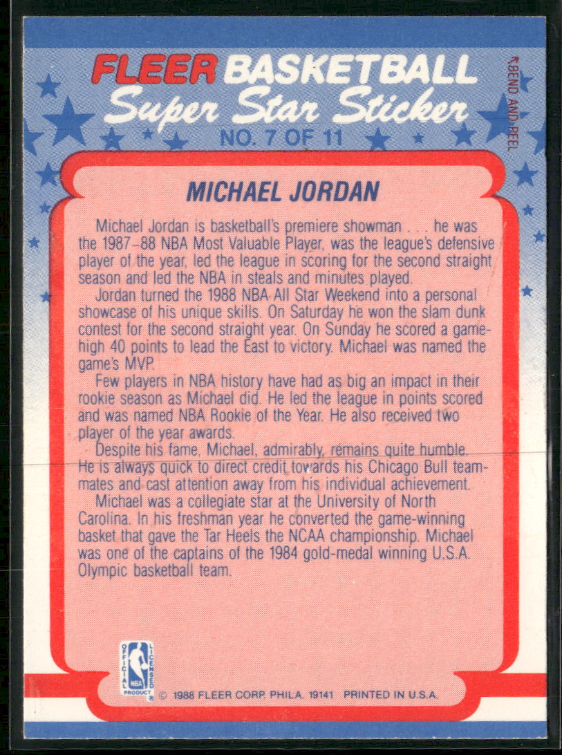 1988-89 Fleer Stickers Michael Jordan #7